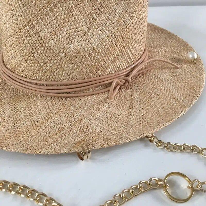 Luxury Gold Straw Hat - Accessorizmee