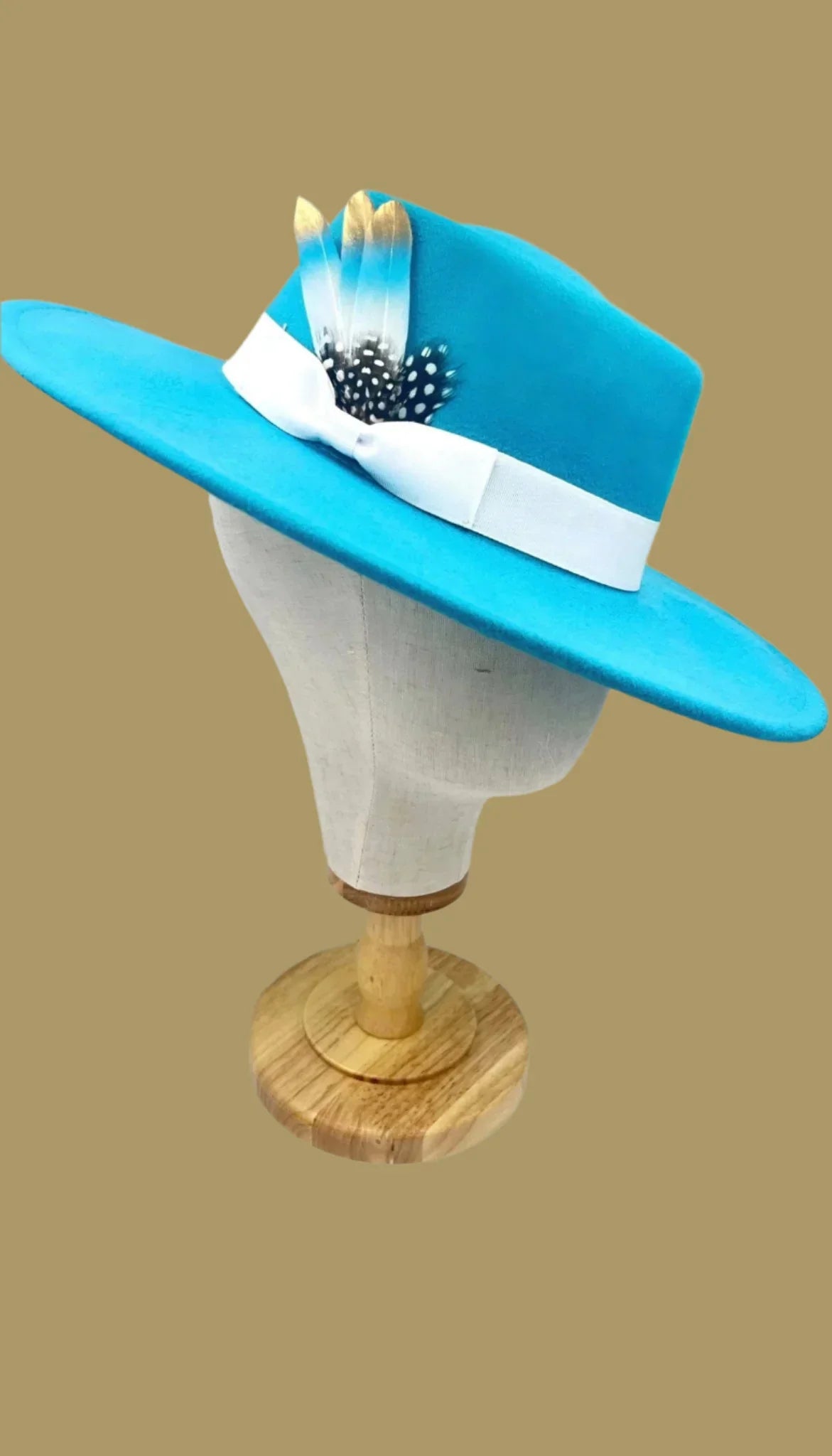 Luxury Round Fedora Hat -Turquoises - Accessorizmee