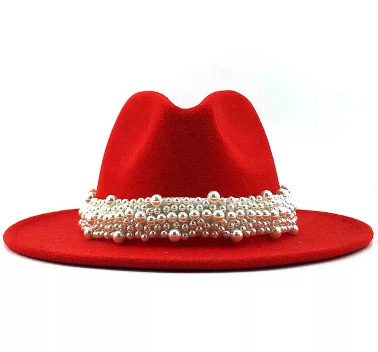 Pearl Fedora- Red - Accessorizmee