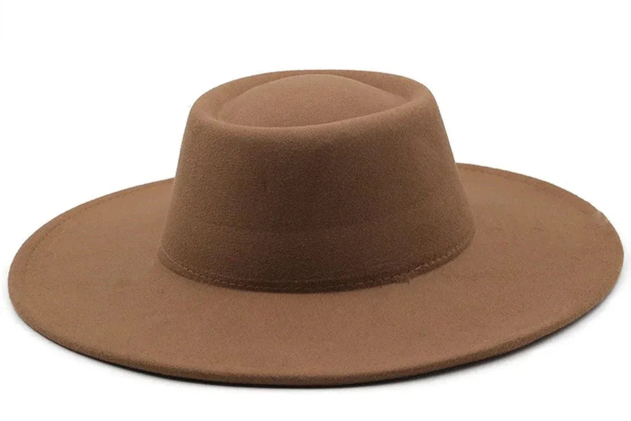 Round Brim Stiff Fedora - Adjustable Felt Hat with 10cm Brim, Unisex, Polyester Interior, Available in Various Colors - Accessorizmee