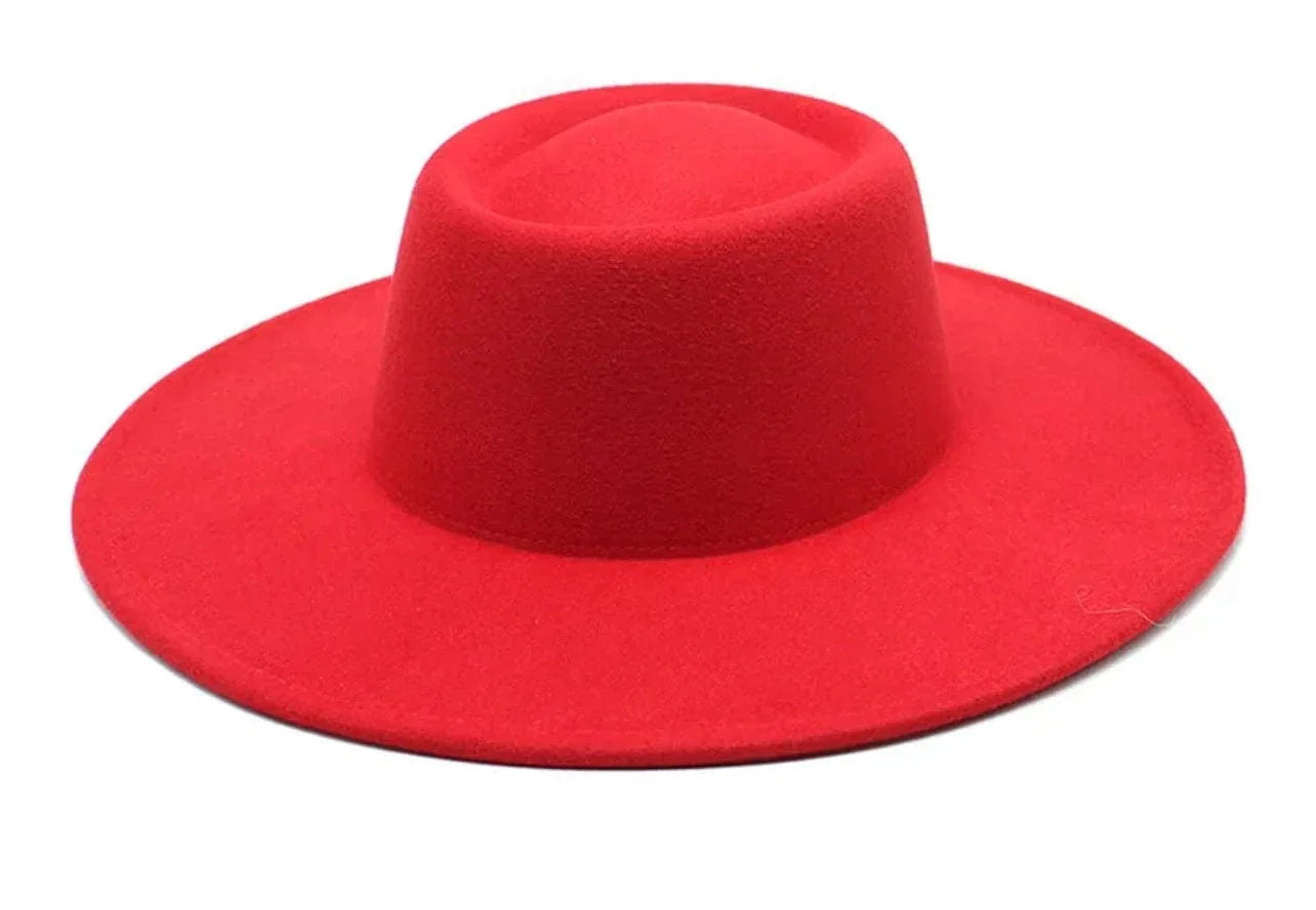 Round Brim Stiff Fedora - Adjustable Felt Hat with 10cm Brim, Unisex, Polyester Interior, Available in Various Colors - Accessorizmee