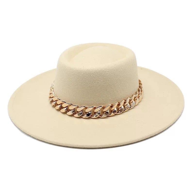 Round Brim Fedora with Chain - Accessorizmee