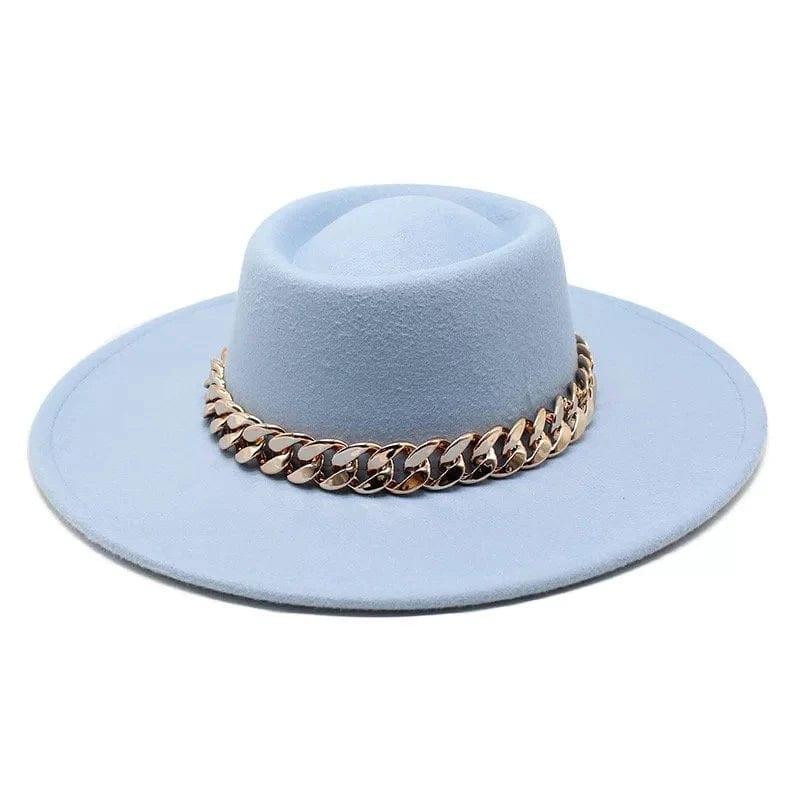 Round Brim Fedora with Chain - Accessorizmee