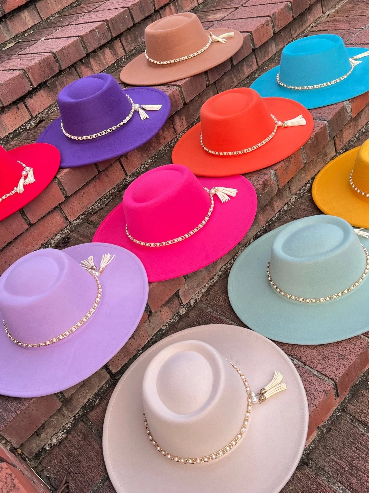 Round Wide Brim Fedora Hat-Pearl - Accessorizmee