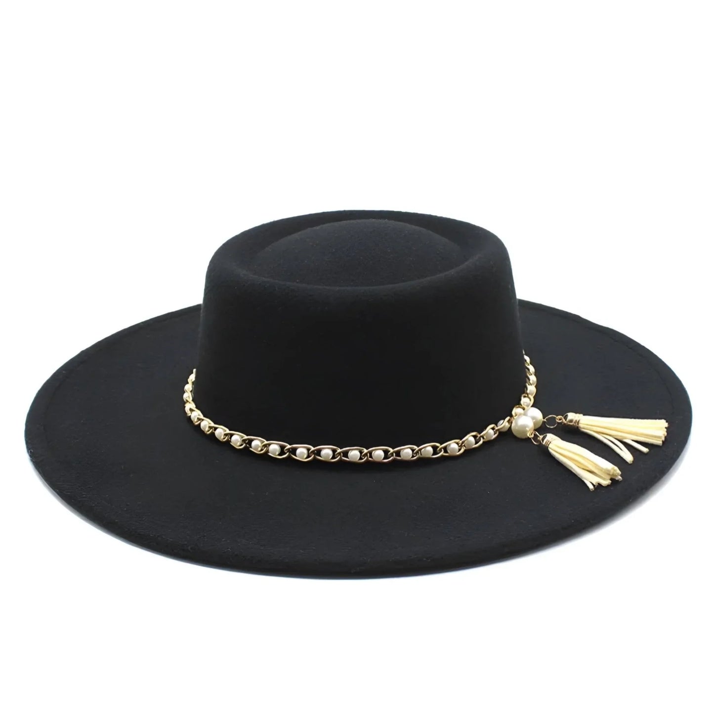 Round Wide Brim Fedora Hat-Pearl - Accessorizmee