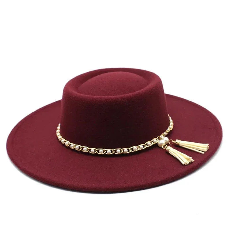 Round Wide Brim Fedora Hat-Pearl - Accessorizmee