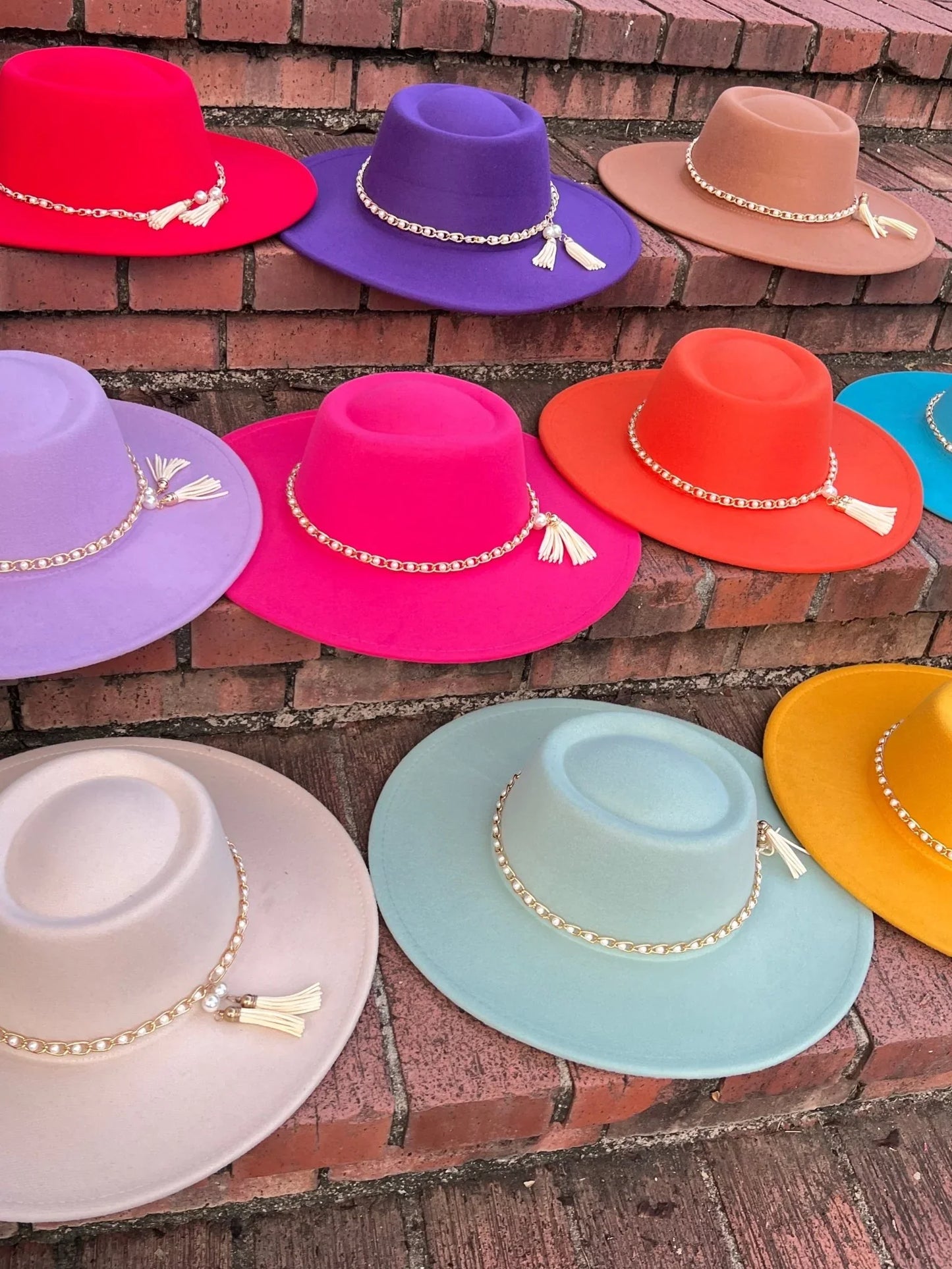 Round Wide Brim Fedora Hat-Pearl - Accessorizmee