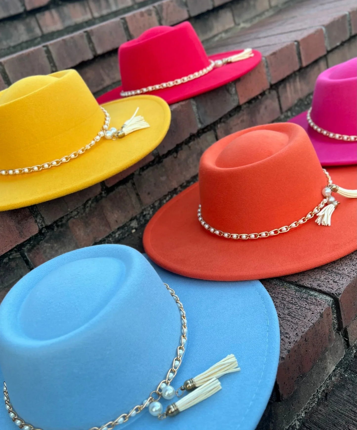 Round Wide Brim Fedora Hat-Pearl - Accessorizmee