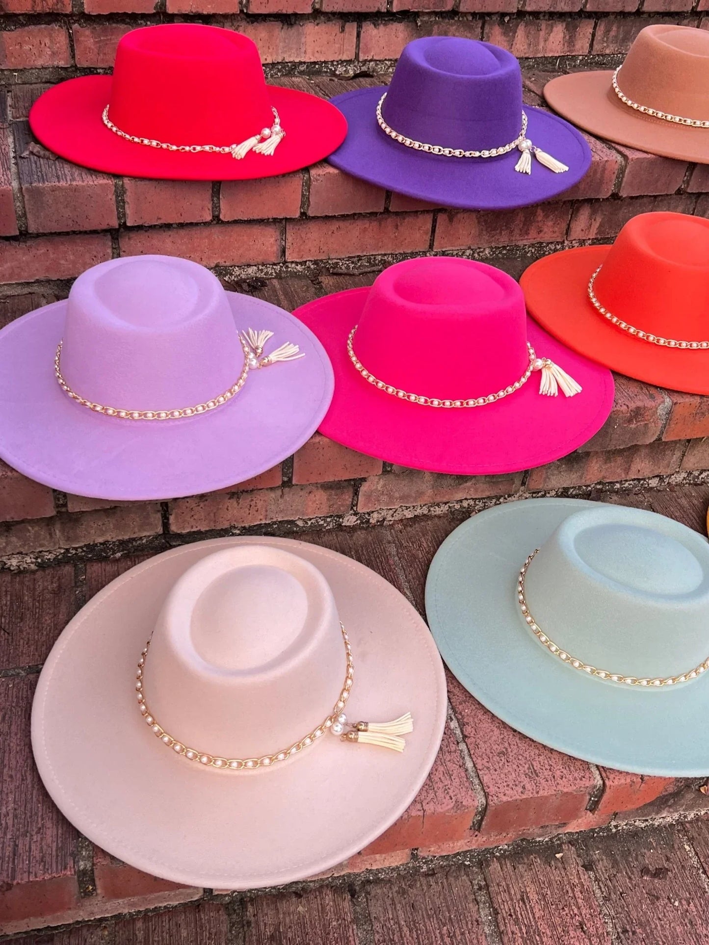 Round Wide Brim Fedora Hat-Pearl - Accessorizmee