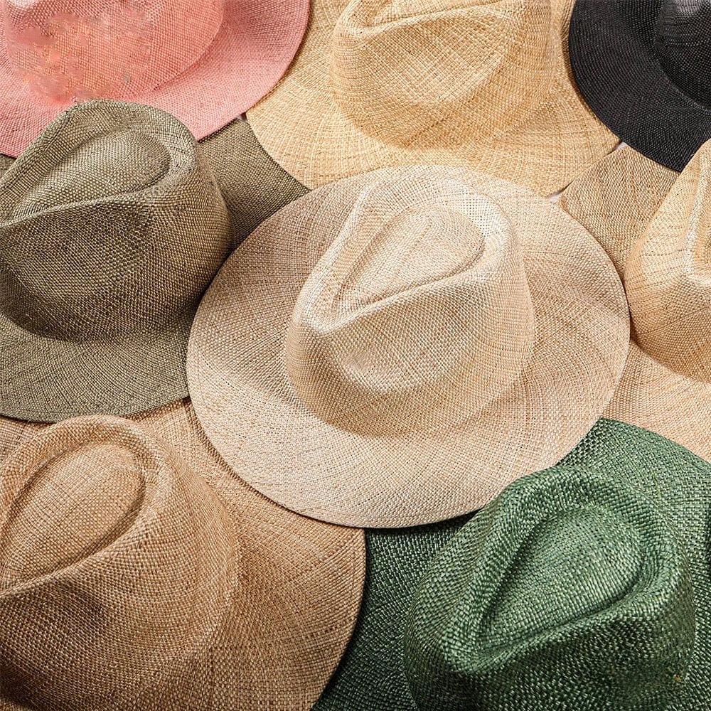 Spring Hand Woven stiff Straw Fedora - Accessorizmee