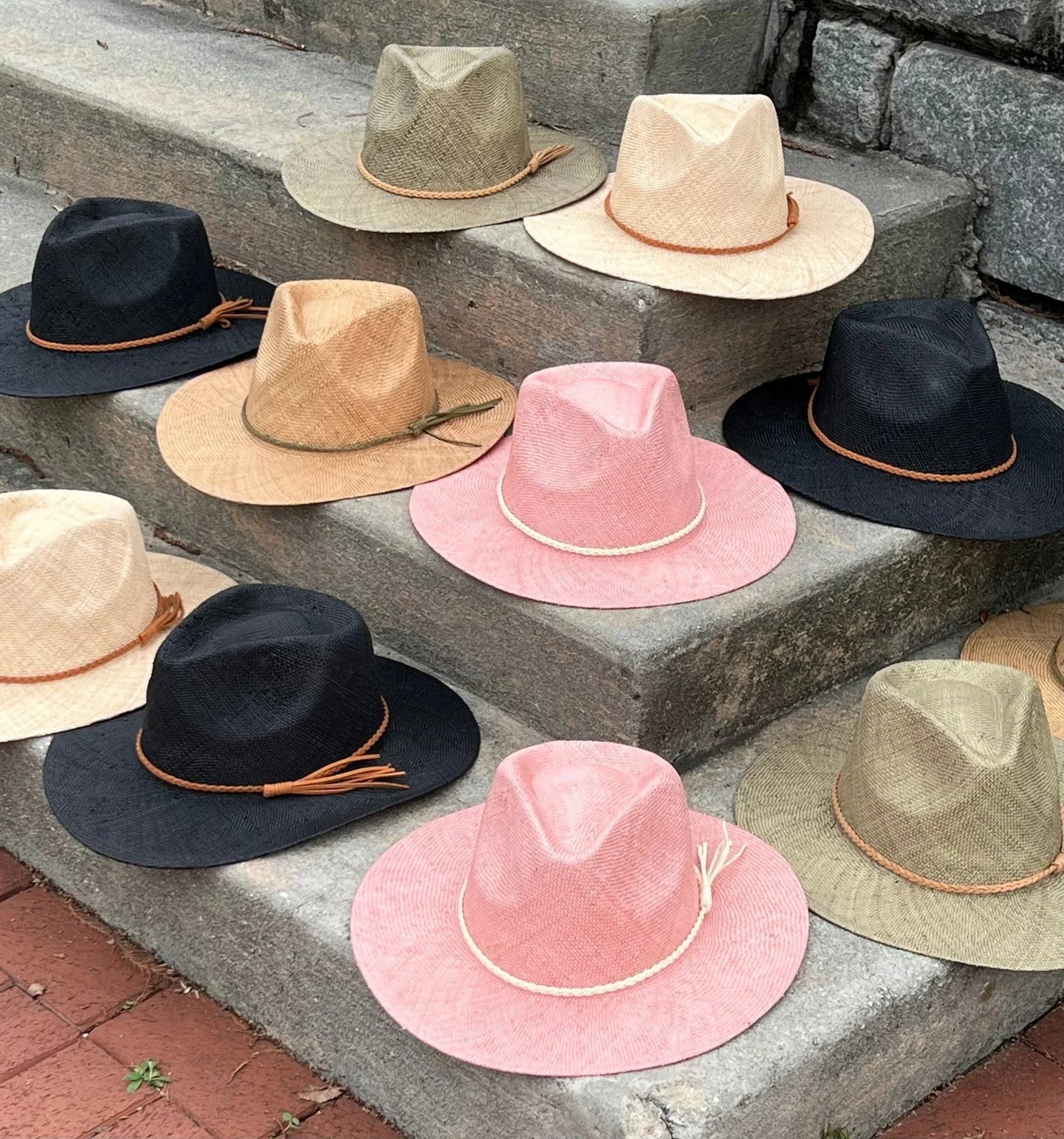 Spring Hand Woven stiff Straw Fedora- with band - Accessorizmee