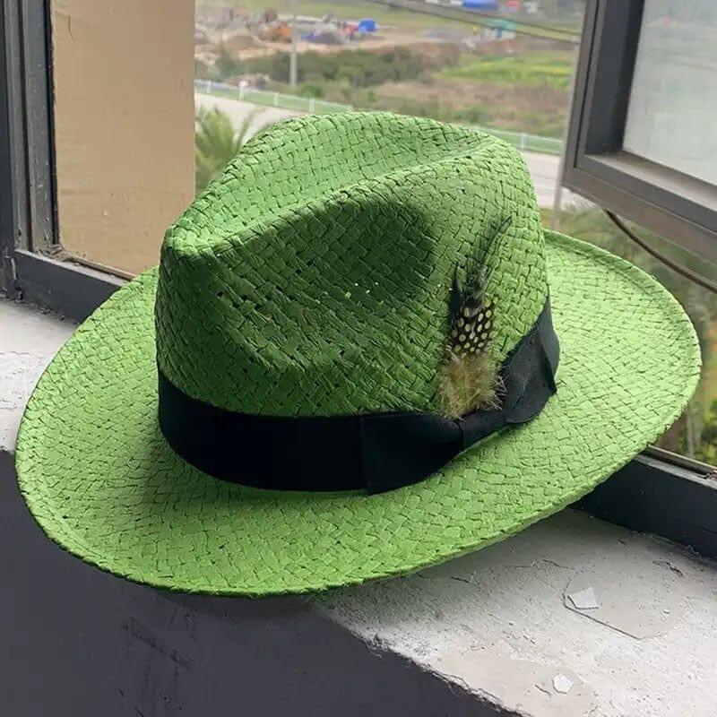 Stiff Brim Straw Fedora - Accessorizmee