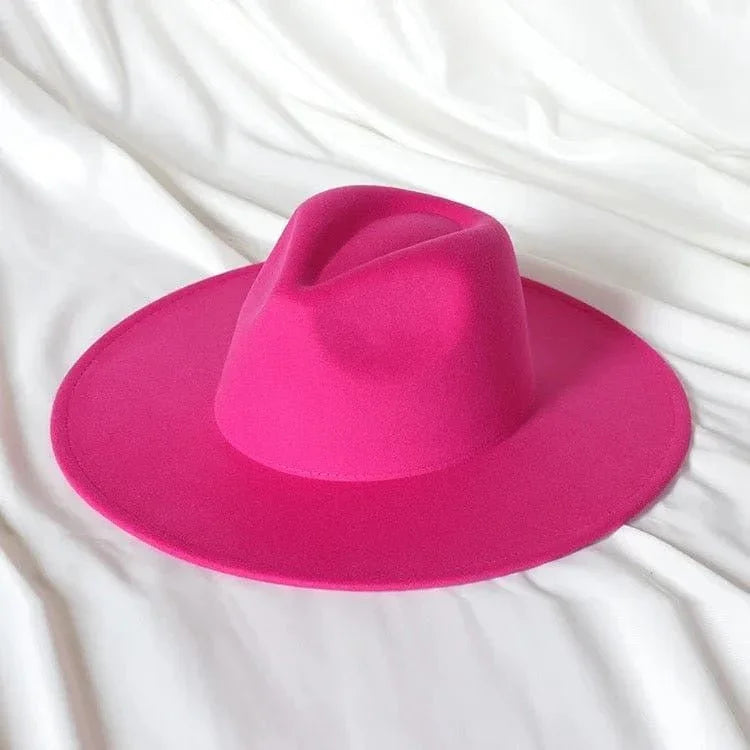 Wide Stiff Brim Fedora - Unisex Adjustable Cotton & Polyester Hat with 10cm Brim & 12cm Height - Sun Protection Fashion Accessory - Accessorizmee