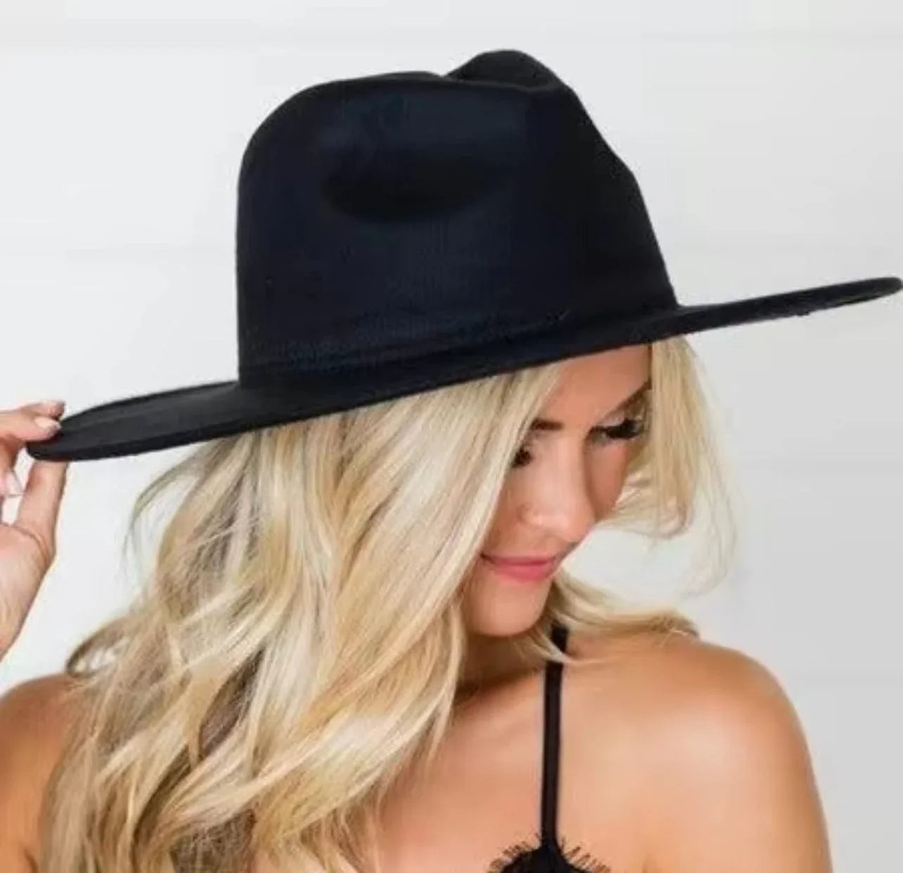 Wide Stiff Brim Fedora - Unisex Adjustable Cotton & Polyester Hat with 10cm Brim & 12cm Height - Sun Protection Fashion Accessory - Accessorizmee