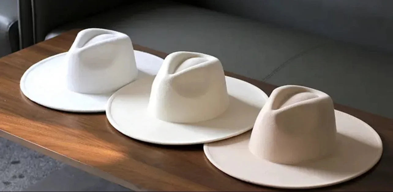 X-Large Wide Stiff Brim Fedora - Unisex Adjustable Cotton & Polyester Hat with 10cm Brim & 12cm Height - Sun Protection Fashion Accessory - Accessorizmee
