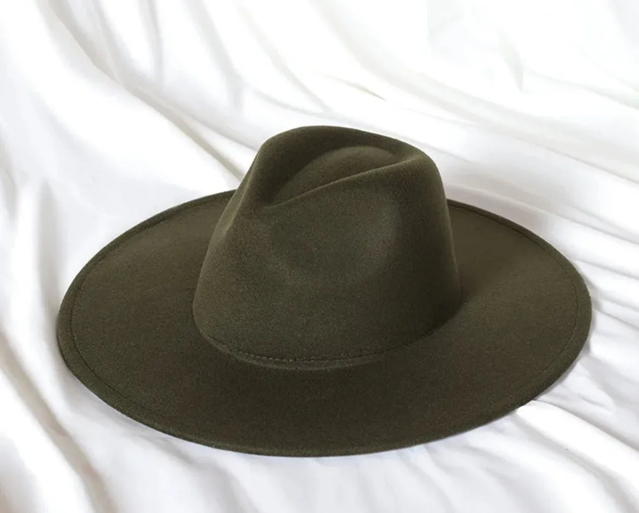 Wide Stiff Brim Fedora - Unisex Adjustable Cotton & Polyester Hat with 10cm Brim & 12cm Height - Sun Protection Fashion Accessory - Accessorizmee