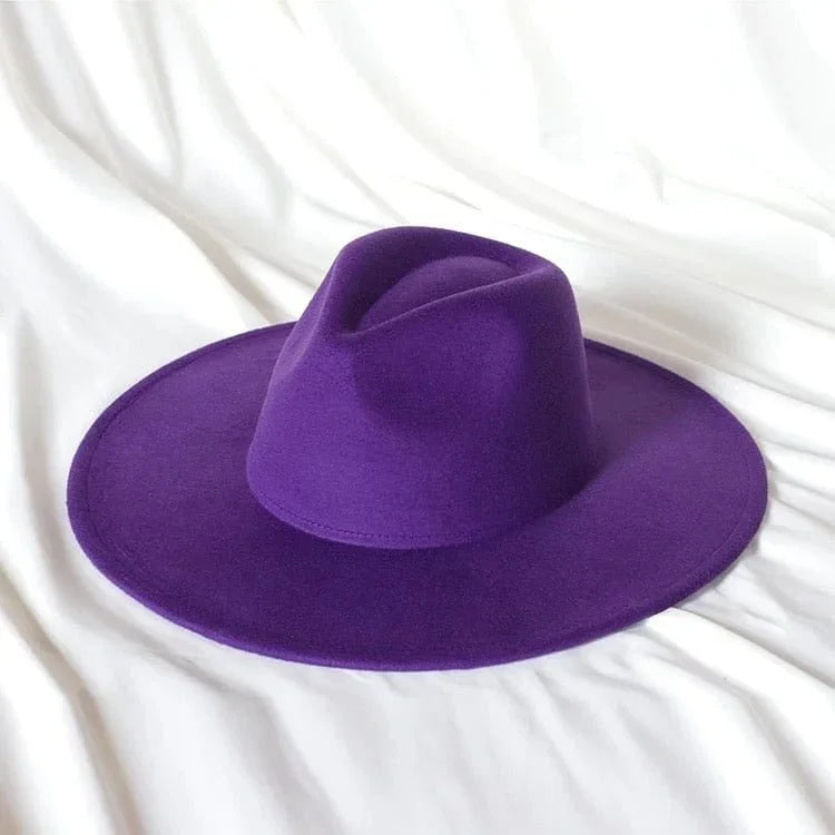 Wide Stiff Brim Fedora - Unisex Adjustable Cotton & Polyester Hat with 10cm Brim & 12cm Height - Sun Protection Fashion Accessory - Accessorizmee