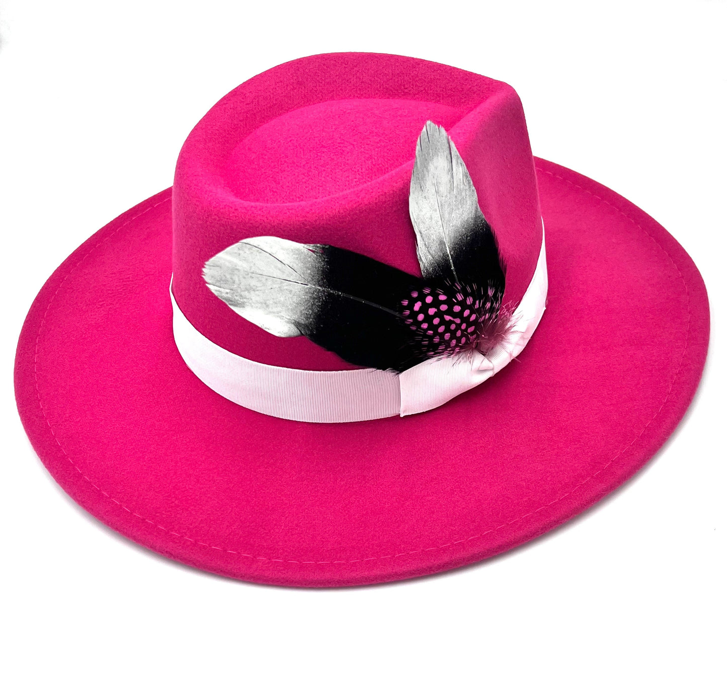 Luxury Bow Tie Fedora Hat -Pink - Accessorizmee