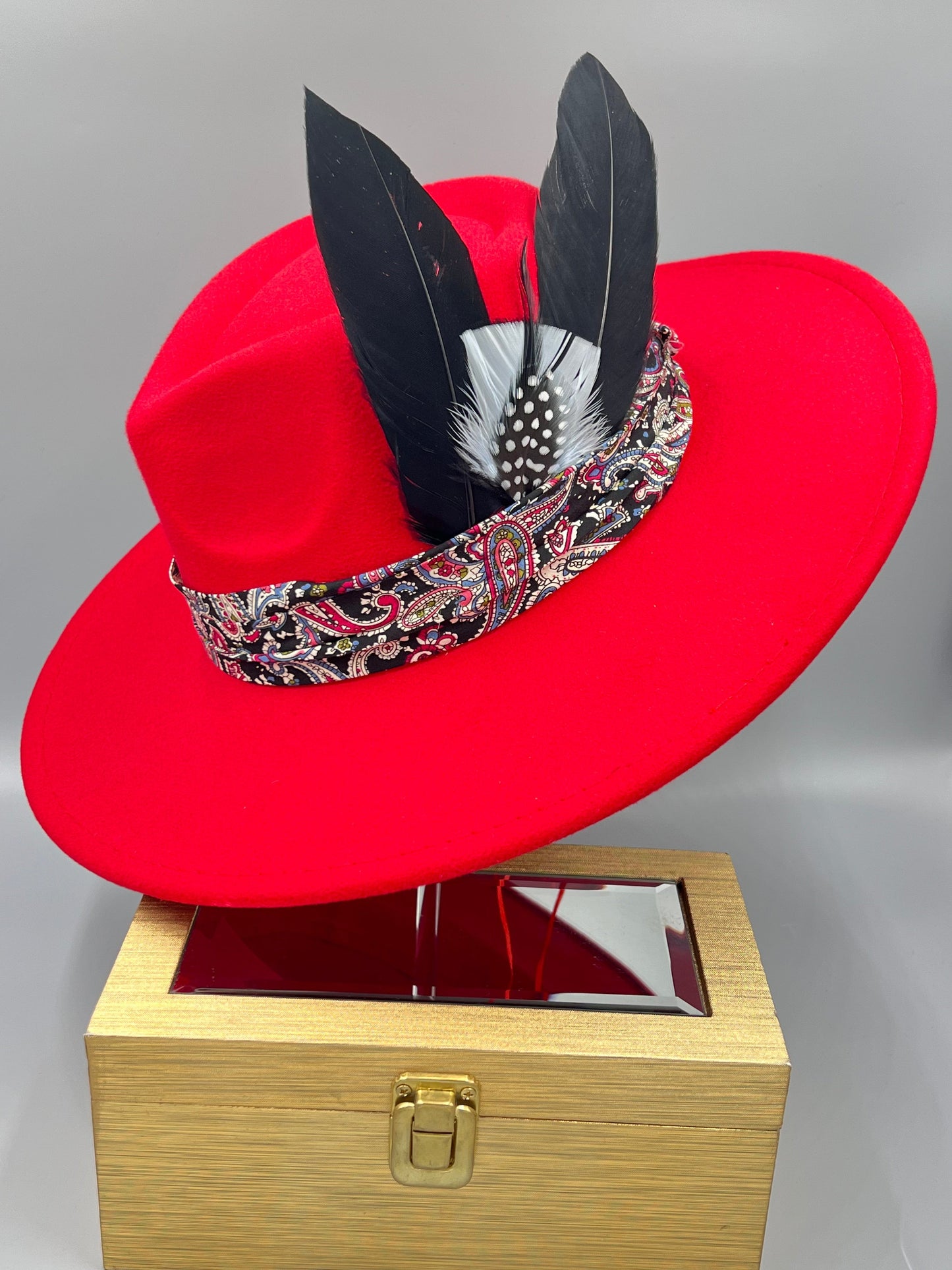 Luxury Bow Tie Fedora Hat -Revel Red - Accessorizmee