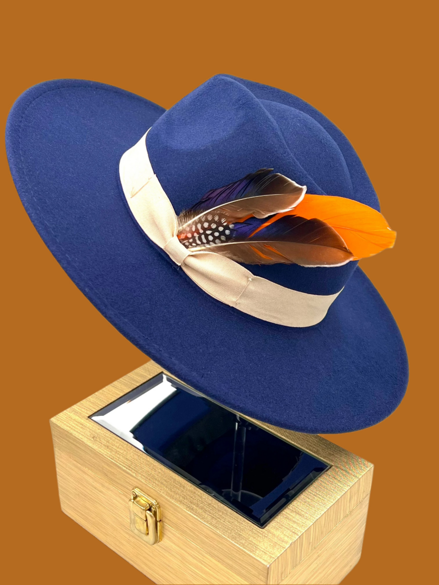 Luxury Fedora Hat -Navy Blue - Accessorizmee