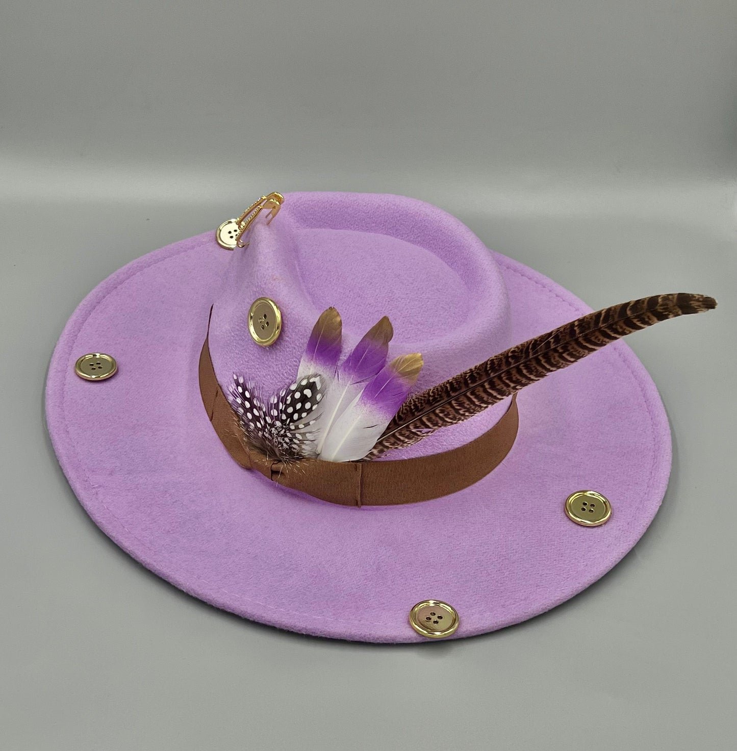 Bow Tie Fedora Hat-Purple heart - Accessorizmee