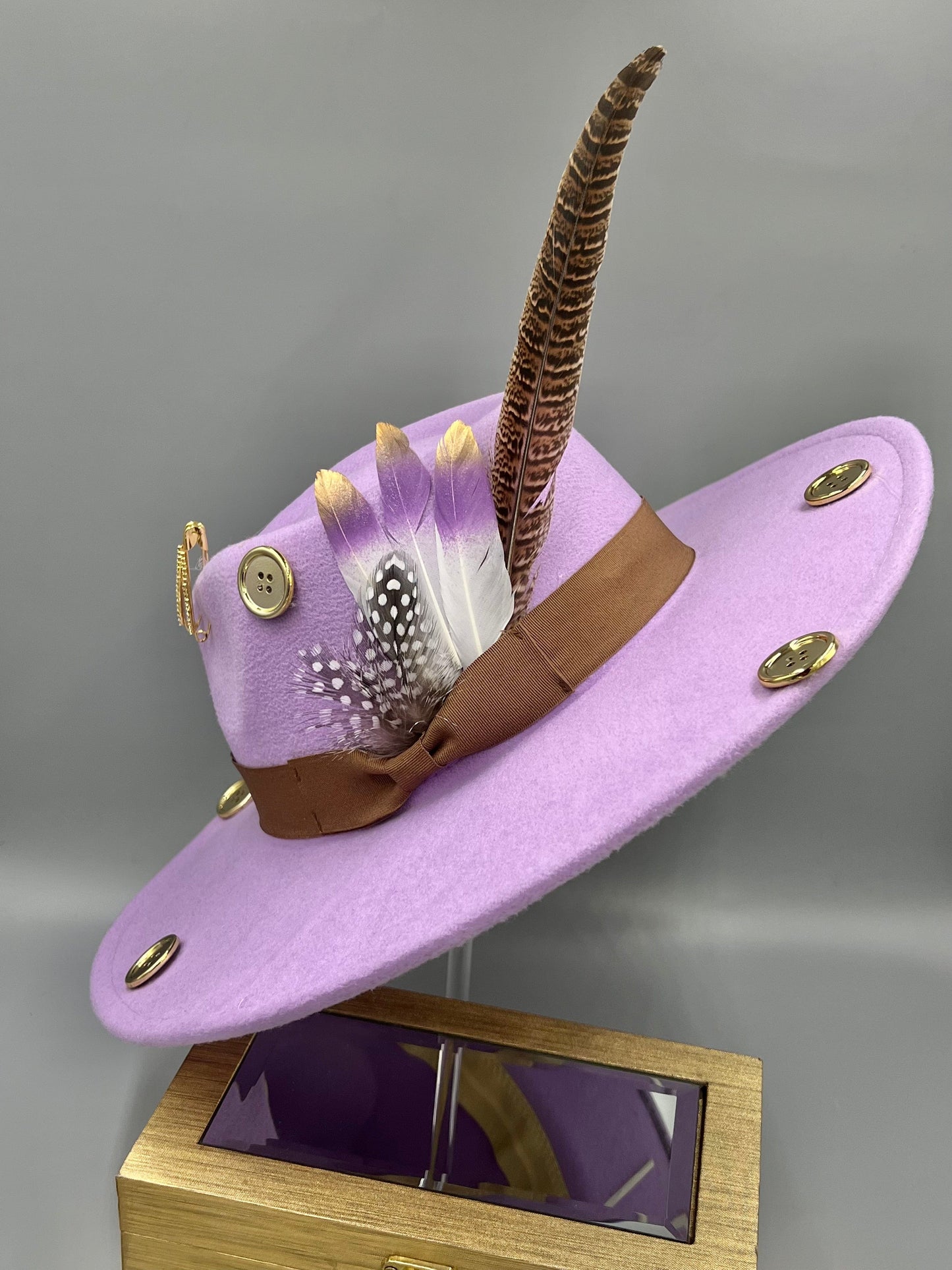 Bow Tie Fedora Hat-Purple heart - Accessorizmee