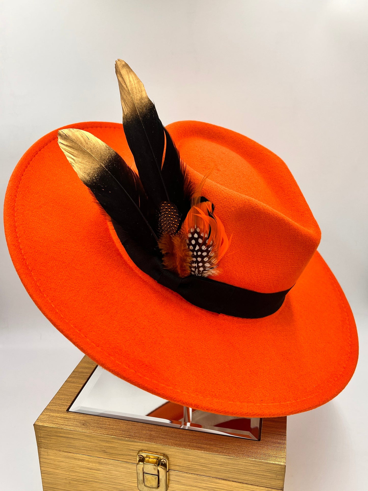 Luxury Bow tie Fedora Hat -Tangerine - Accessorizmee