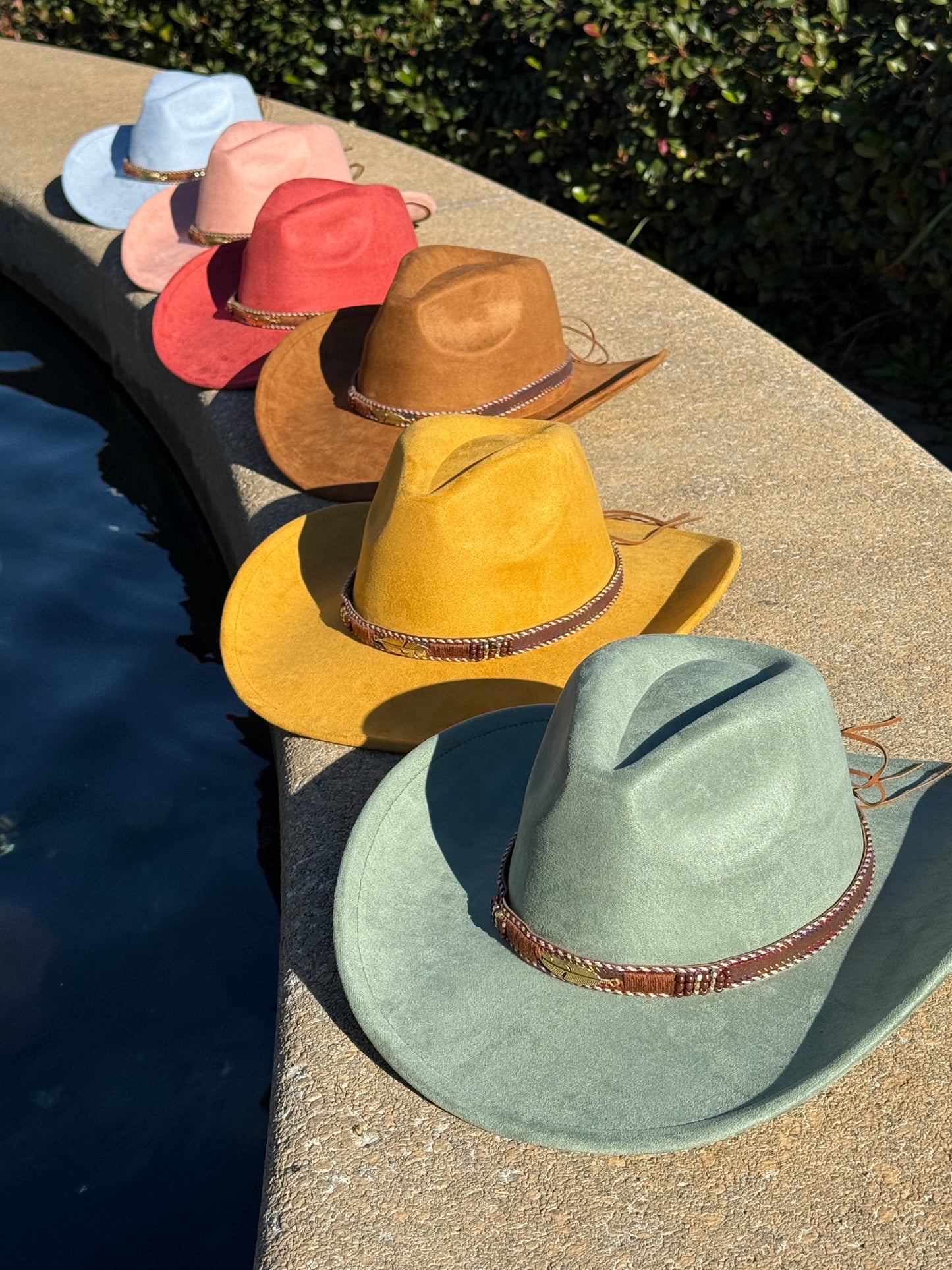 Vegan Suede Cowboy Hat, Hat with Feather Accessory, Hat for Burning, Cowboy Hat, Rancher Hat, Hat for customization