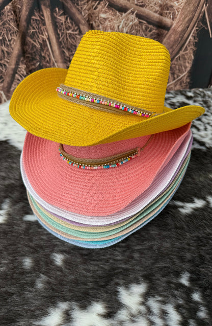 Straw Cowboy  Breathable  Hat- with band