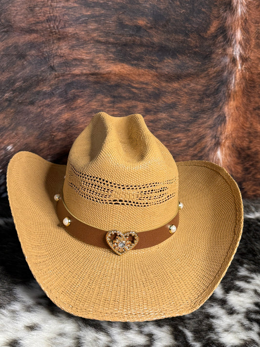 Cowboy Straw Hat - Hand Wash Only, Adjustable Straps, 56-58cm Size, 7cm Brim, 12cm Height, Unisex, Natural Grass Material - Accessorizmee