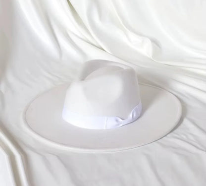 Luxury Bow Tie Fedora Hat-White - Accessorizmee