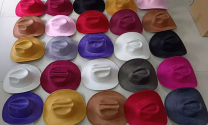 Premium Suede Cowboy Hat - Adjustable Straps Inside, Unisex Design, Size 56-58cm(S-L), Western Style, Great for Burning,