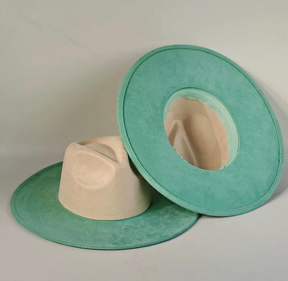 Two Toned Vegan Suede Hat Blank, Hat for Burning, Hat Pyrography, Fedora Hat, Wide Brim Hat, Hat for Engraving