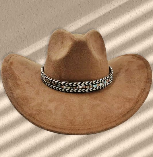 Premium Suede Cowboy Hat - Adjustable Straps Inside, Unisex Design, Size 56-58cm(S-L), Western Style, Great for Burning,