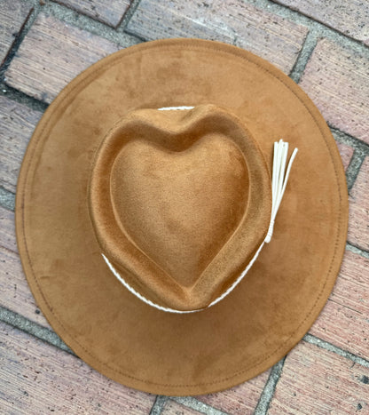 Hearted widebrim Vegan Fedora Hat