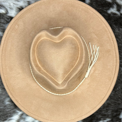 Hearted widebrim Vegan Fedora Hat