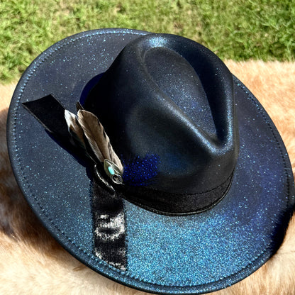 Custom handcrafted Galaxy Fedora Hat