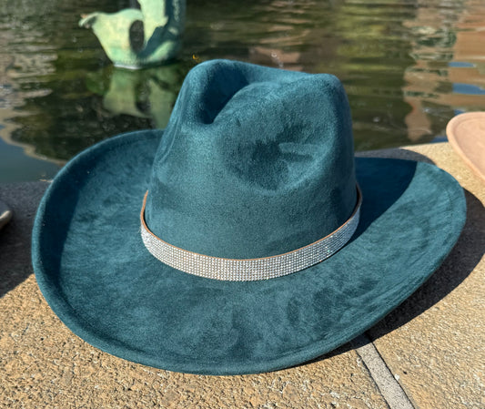 Vegan Suede Cowboy Hat, Hat with diamon Accessory, Hat for Burning, Cowboy Hat, Rancher Hat, Hat for customization