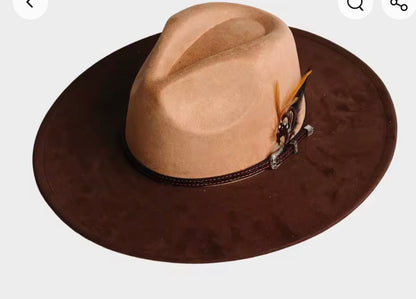 Toned Vegan Suede Hat Blank, Hat for Burning, Hat Pyrography, Fedora Hat, Wide Brim Hat, Hat for Engraving