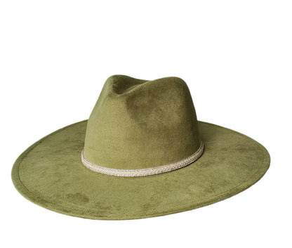 Dazzleme Suede Wide Brim Fedora Hat - Vegan Suede Material, Adjustable Straps, 10cm Brim, 12cm Height, Unisex Fashion Accessory - Accessorizmee