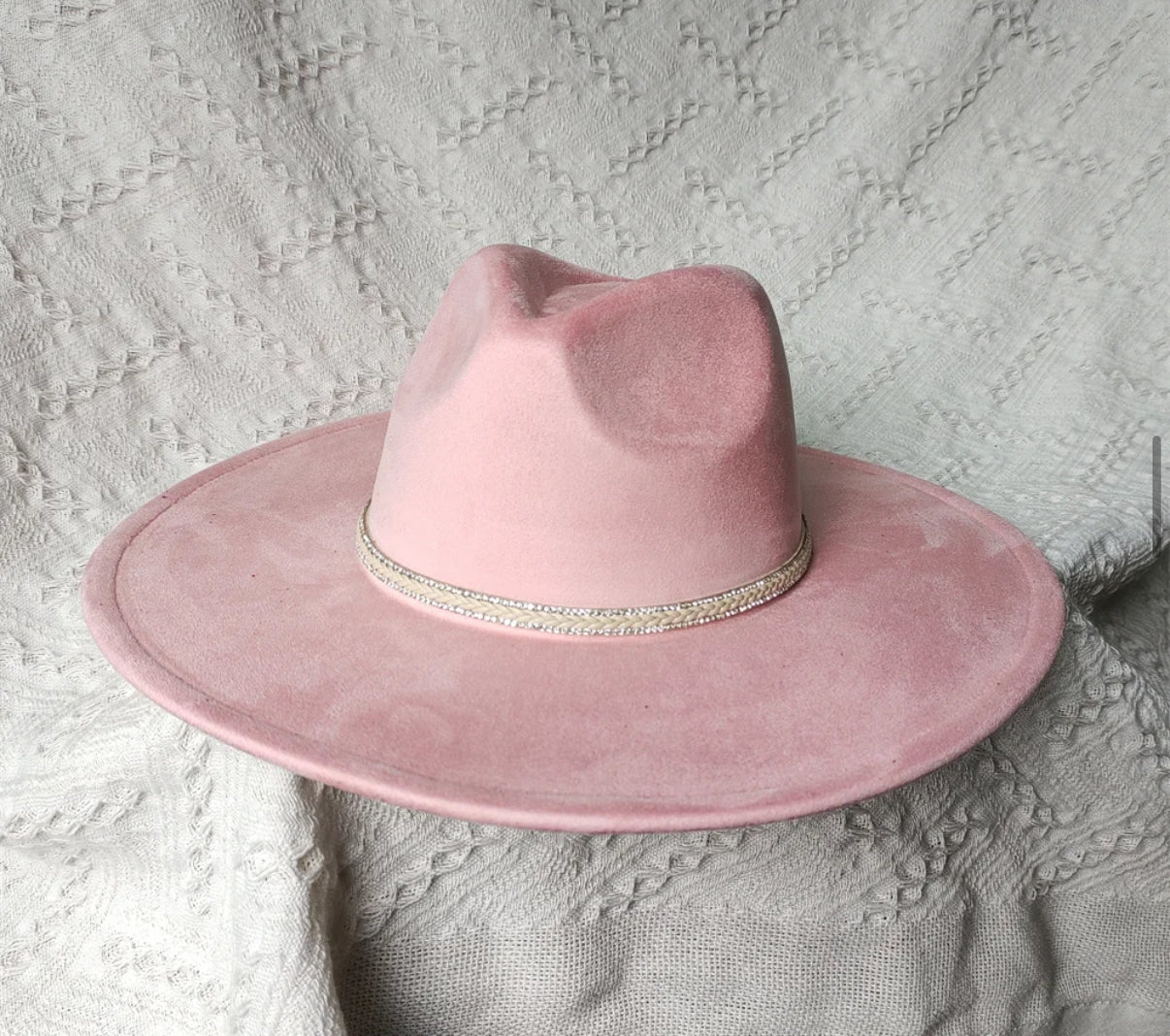 Dazzleme Suede wide brim Fedora Hat
