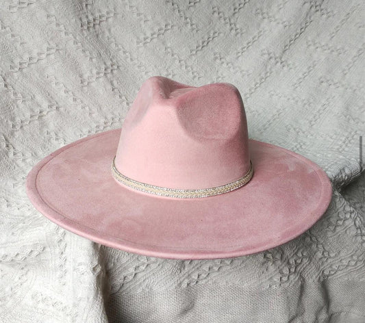 Dazzleme Suede Wide Brim Fedora Hat - Vegan Suede Material, Adjustable Straps, 10cm Brim, 12cm Height, Unisex Fashion Accessory - Accessorizmee