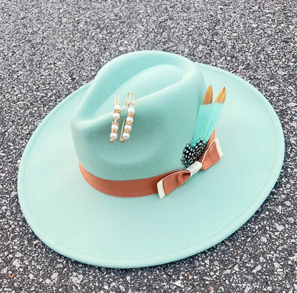 Accessorizmee Bow Tie Fedora in Vanilla Mint - Stylish hat with bow detail
