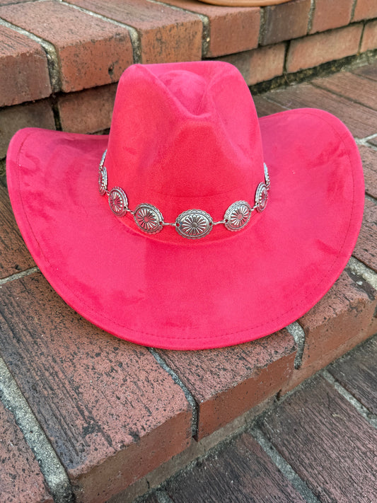 Premium Suede Cowboy Hat - Carmel Design with Decorative chain and Silver Accents - Accessorizmee