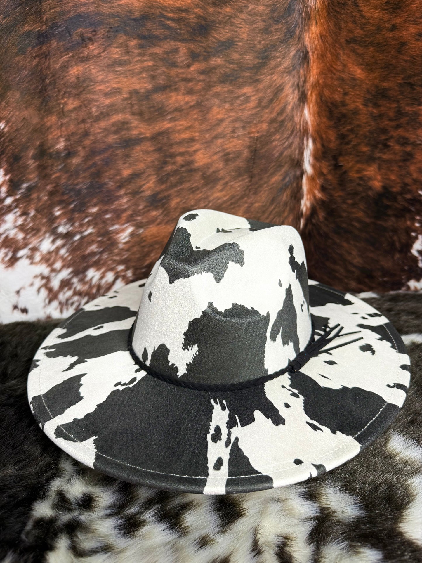 Everyday premium Suede Fedora Hat-Cowprint