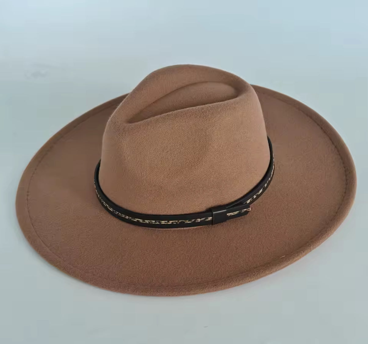 Wide Stiff Brim Fedora -With Leopard Accessory