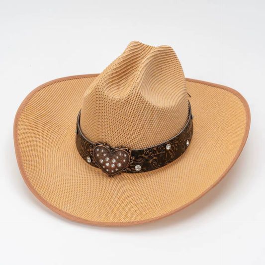 Rodoe Hearts Woven Straw Cowboy Hat - Accessorizmee