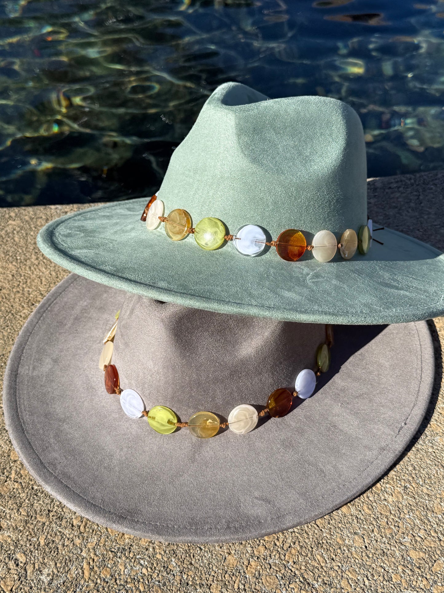Wide Suede Fedora -With Button Accessory
