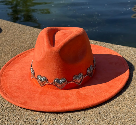 Heartbeat Suede Wide Brim Fedora Hat - Vegan Suede, Adjustable Straps, 10cm Brim, 12cm Height, Unisex Fashion Accessory