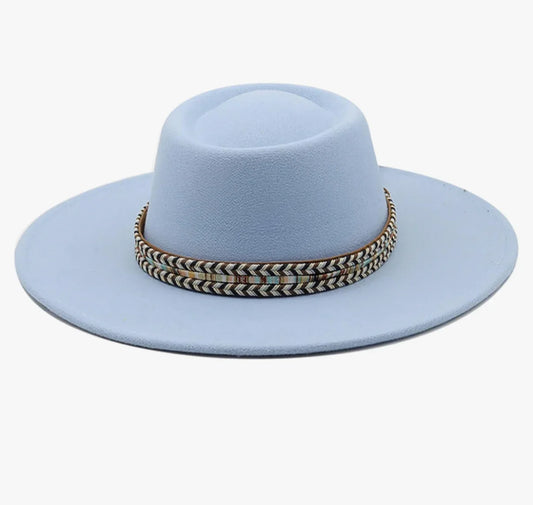 Round Widebrim Fedora- blue - Accessorizmee